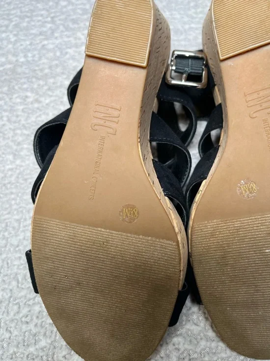 INC International Concepts Black Cork-Trim Crisscross Sandals 8 1/2 - Picture 8 of 13